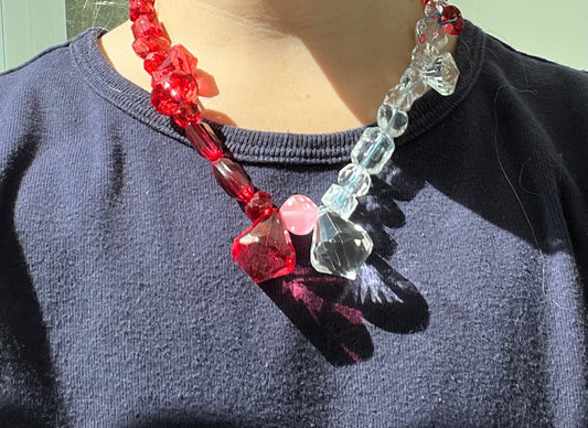 Red and White Dice Necklace