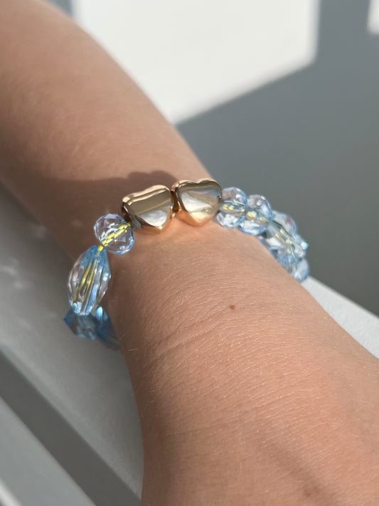 Light Blue Gold Heart Bracelet