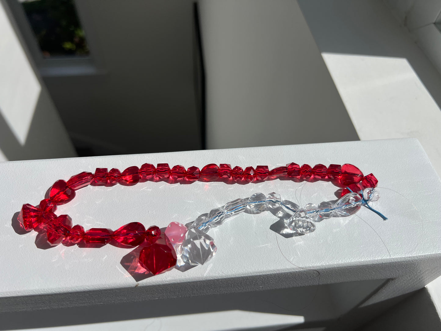 Red and White Dice Necklace