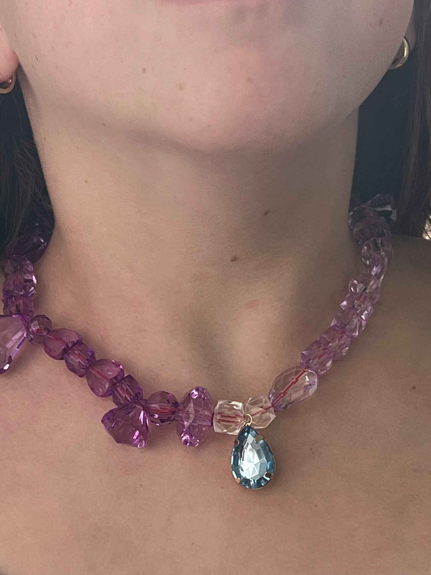 Purple and Blue Gem Necklace